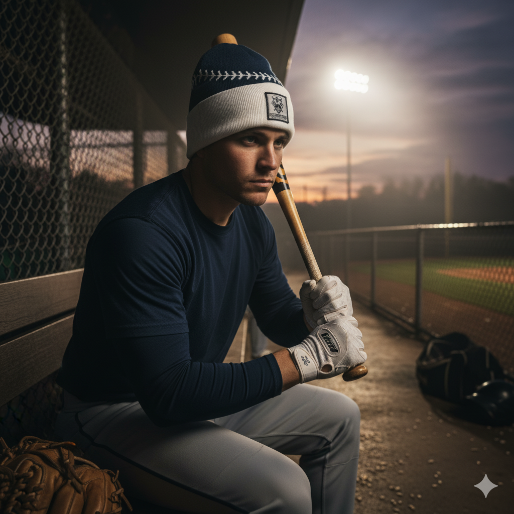 Pure Hitters Embroidered Logo Beanie - Soft Knit Winter Hat for Men & Women - Navy