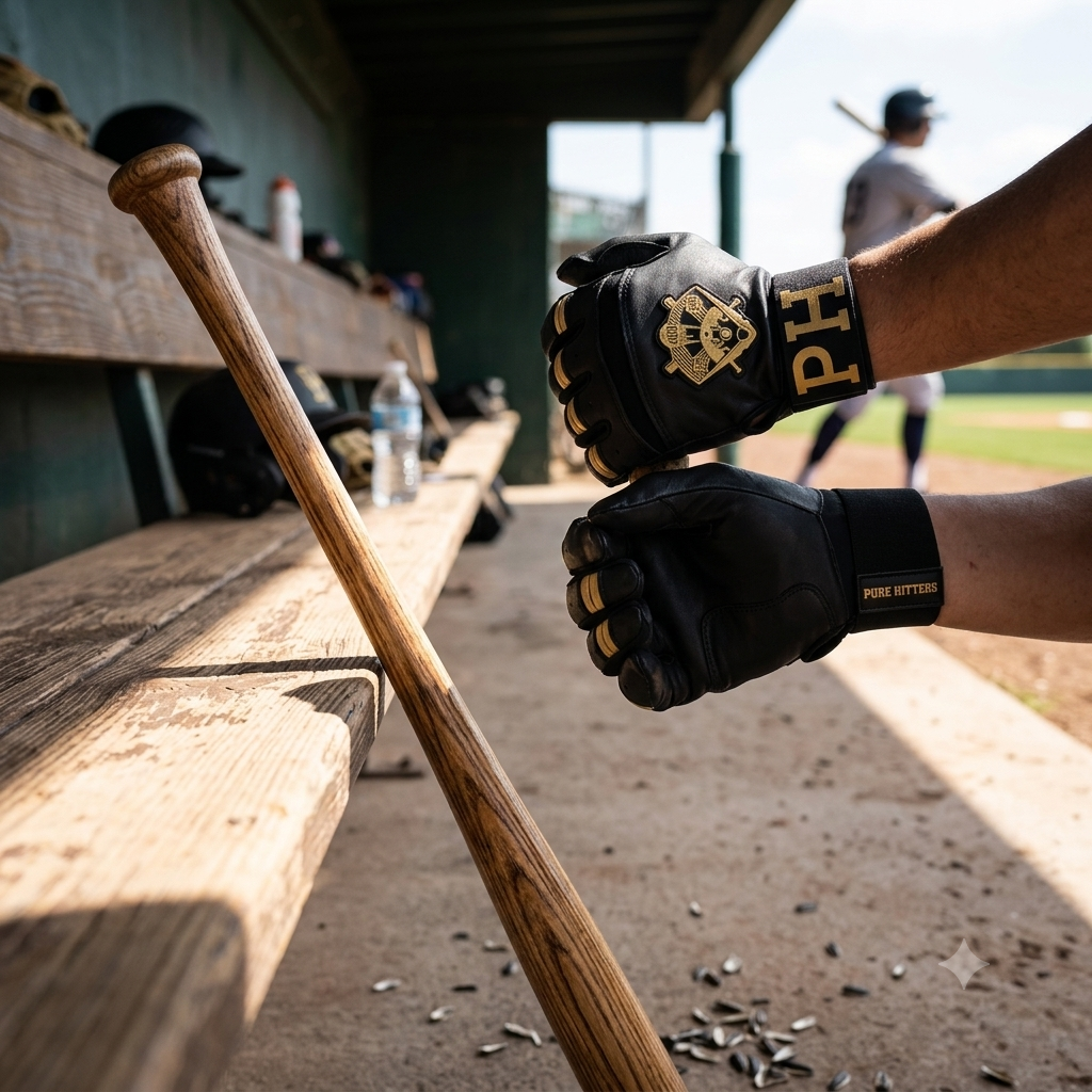 PURE HITTERS ELITE SERIES Batting Gloves with CUFF STRAP - Available in Black & Blue