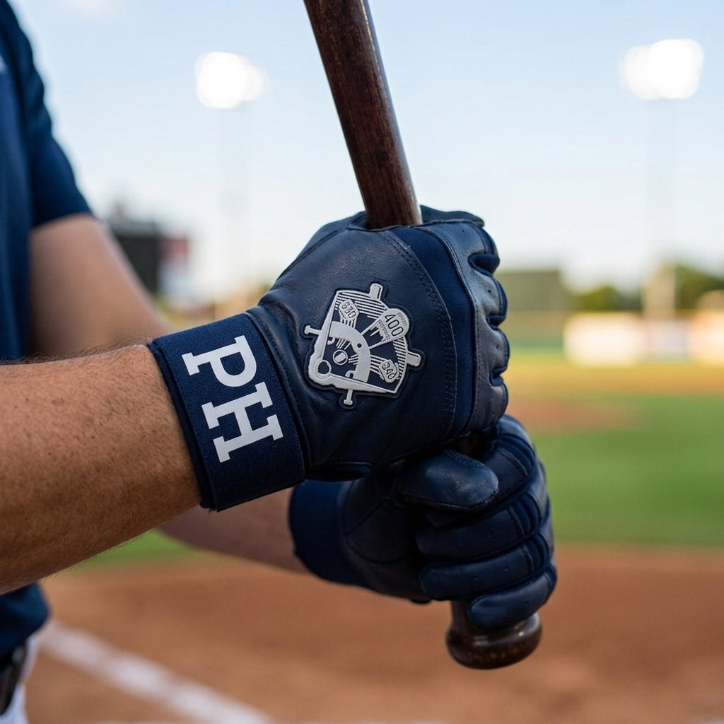 PURE HITTERS ELITE SERIES Batting Gloves with CUFF STRAP - Available in Black & Blue