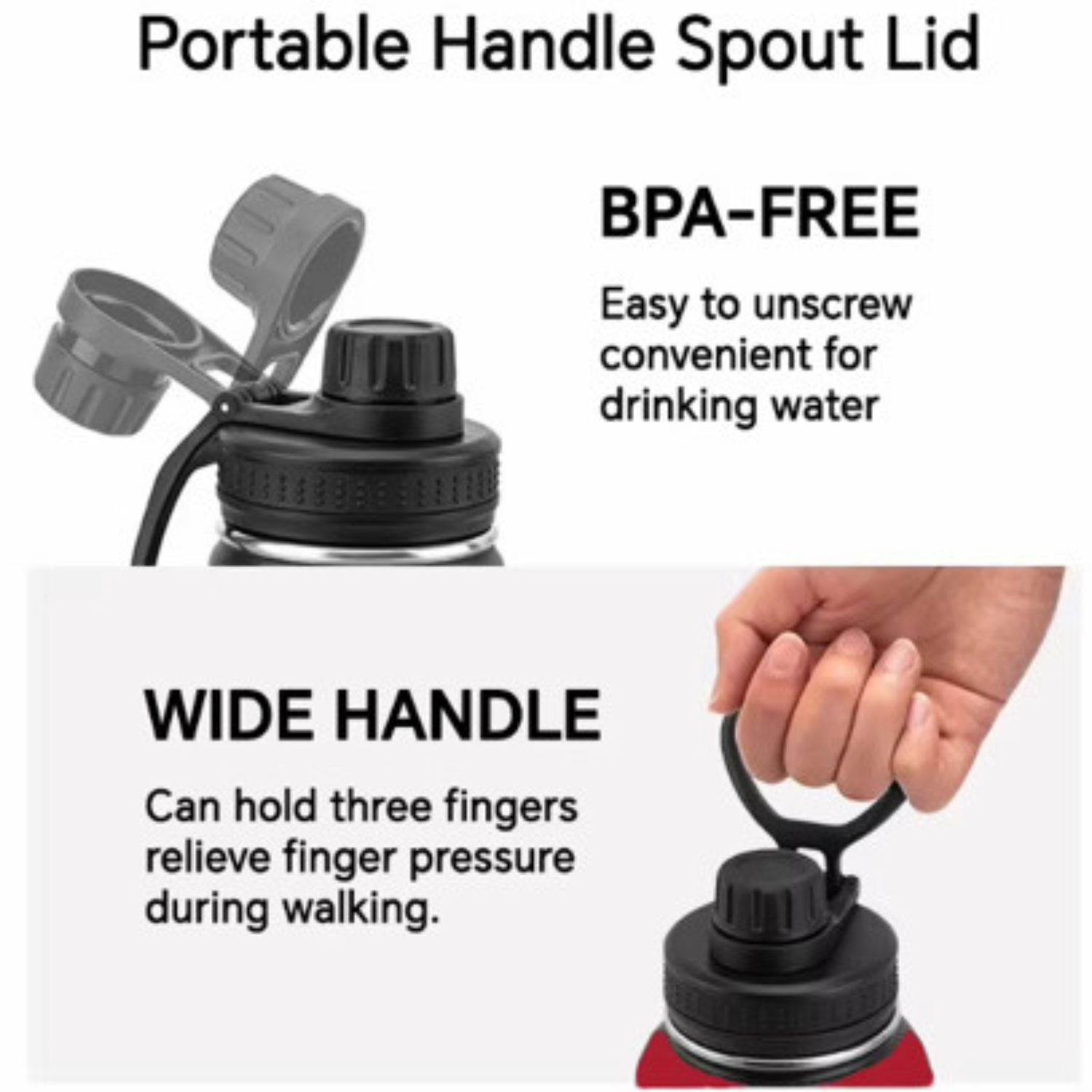 PH Stainless Steel 32 oz. Thermal Water Bottle - 12H Hot & 24H Cold, Vacuum Insulated, Leakproof Handle Lid