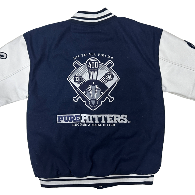 Pure Hitters Cow Leather Sleeve Varsity Jacket - Wool Body, Thermal Lined, Stylish Men’s Outerwear
