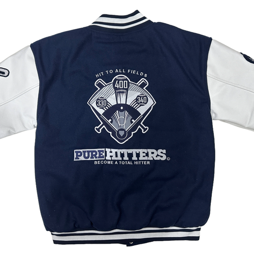 Pure Hitters Cow Leather Sleeve Varsity Jacket - Wool Body, Thermal Lined, Stylish Men’s Outerwear