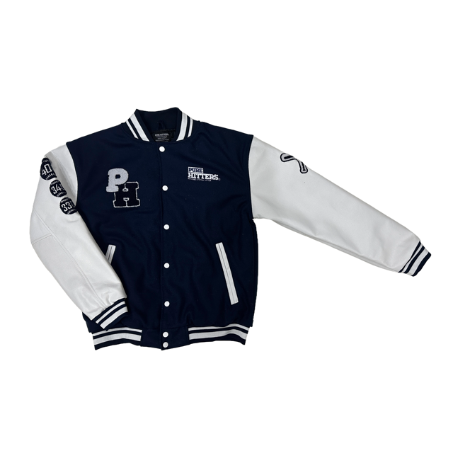 Pure Hitters Cow Leather Sleeve Varsity Jacket - Wool Body, Thermal Lined, Stylish Men’s Outerwear