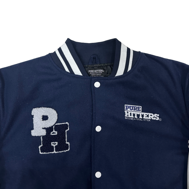 Pure Hitters Cow Leather Sleeve Varsity Jacket - Wool Body, Thermal Lined, Stylish Men’s Outerwear