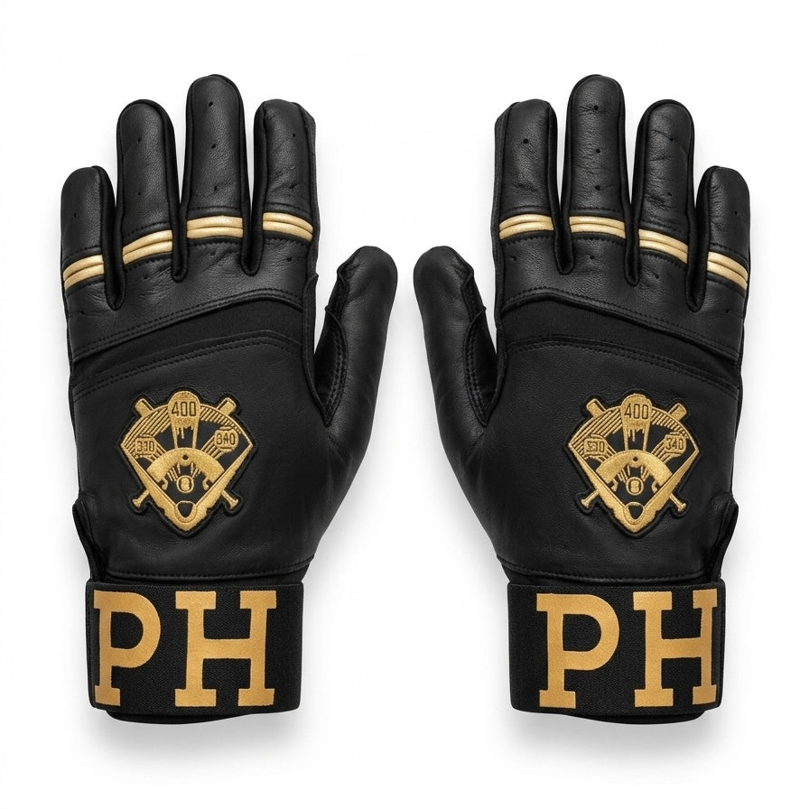 PURE HITTERS ELITE SERIES Batting Gloves with CUFF STRAP - Available in Black & Blue