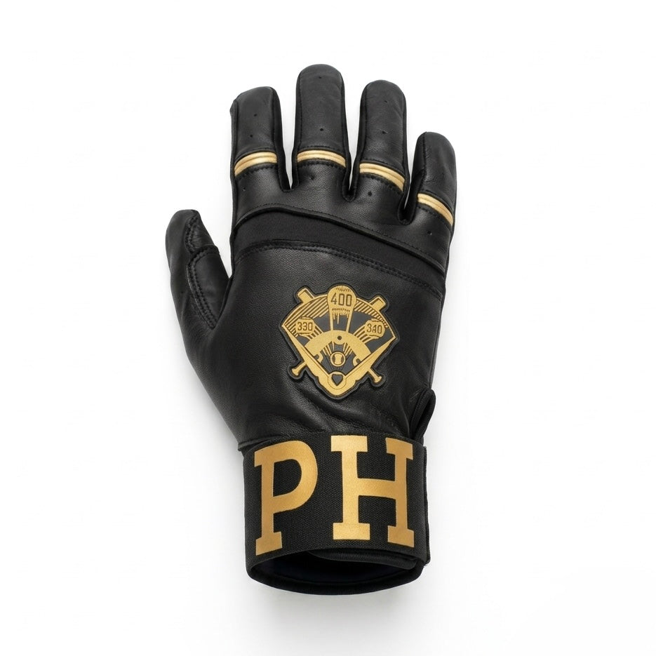 PURE HITTERS ELITE SERIES Batting Gloves with CUFF STRAP - Available in Black & Blue