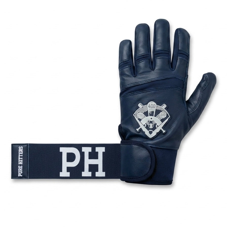 PURE HITTERS ELITE SERIES Batting Gloves with CUFF STRAP - Available in Black & Blue