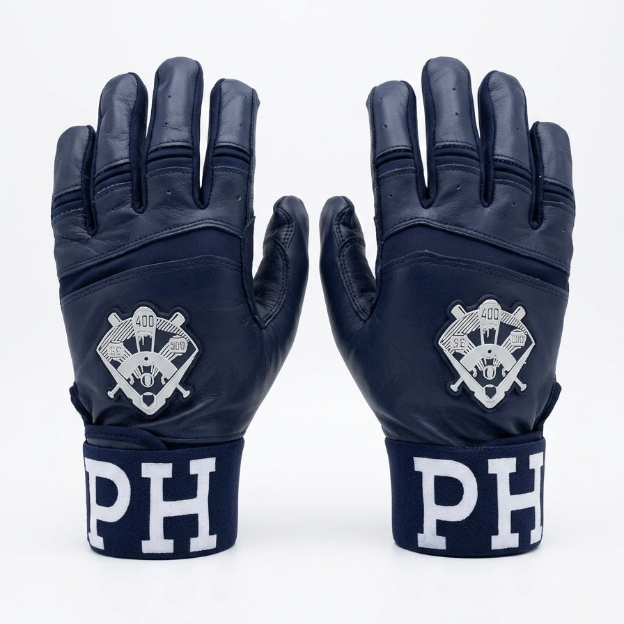 PURE HITTERS ELITE SERIES Batting Gloves with CUFF STRAP - Available in Black & Blue