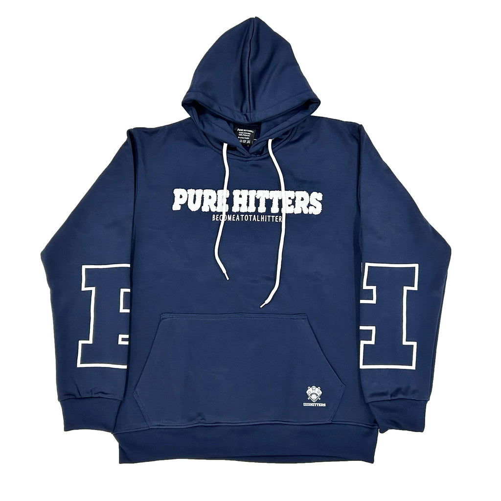 Pure Hitters Chenille Patch Hoodie - Heavyweight Fleece Streetwear (Unisex Navy)