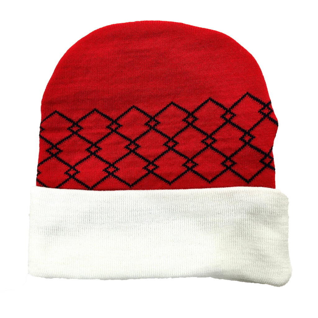 Pure Hitters Red Chain Link Knit Beanie - Soft Warm Winter Hat for Men & Women - One Size Fits All (Red)