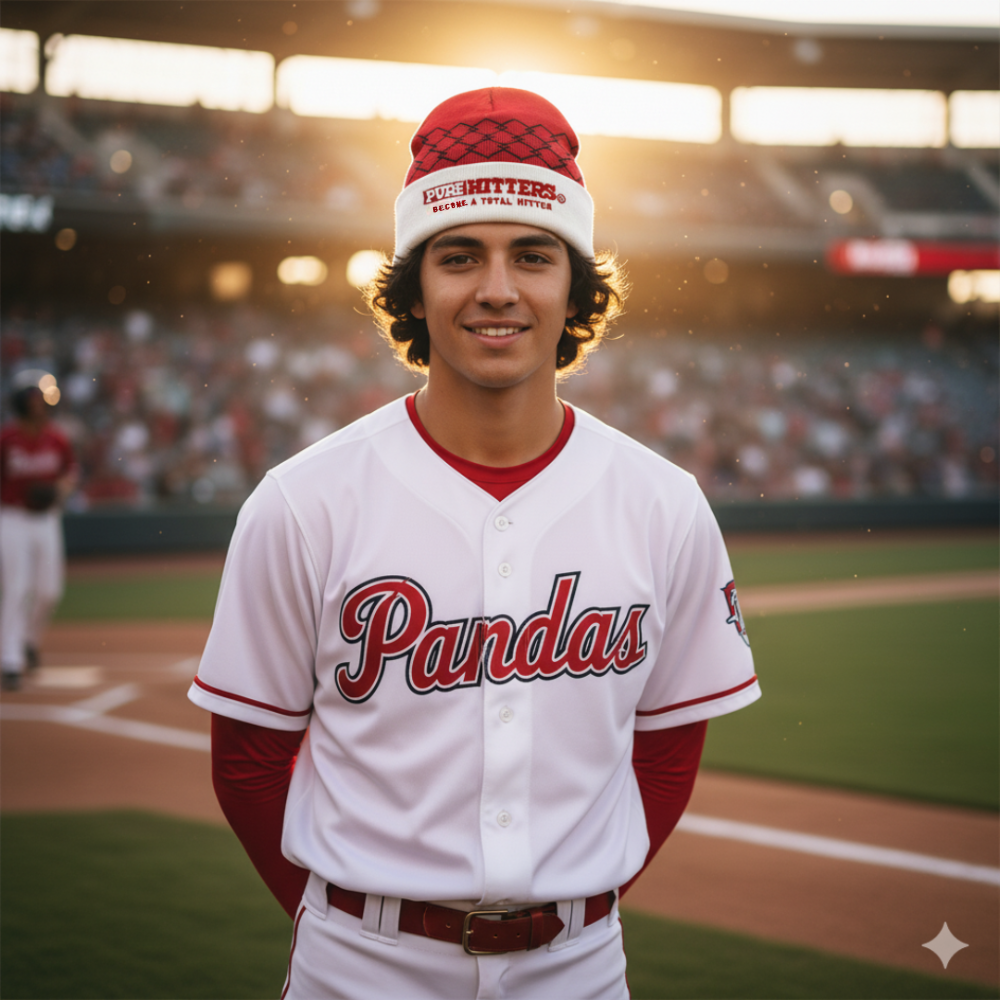 Pure Hitters Red Chain Link Knit Beanie - Soft Warm Winter Hat for Men & Women - One Size Fits All (Red)